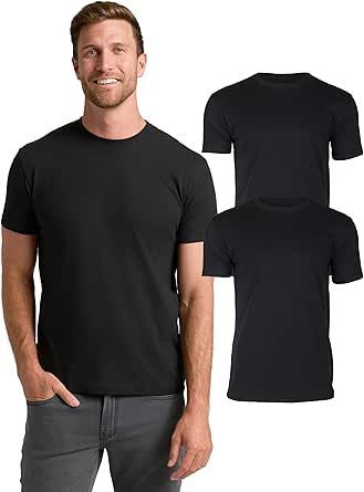 True Classic Mens T-Shirts – Short Sleeve Crew Neck T Shirts for Man, Cotton Blend Novelty Tshirt for Men, T-Shirt Homme, Pack of 2, Black, L